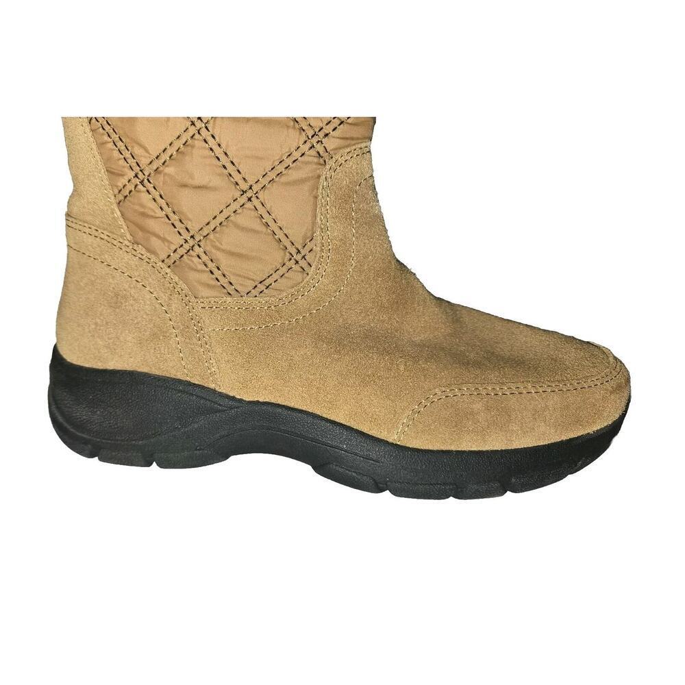 New! Lands End Womens Suede Quilted Boots All Weather Boots Size 7B Chestnut - Picture 4 of 15